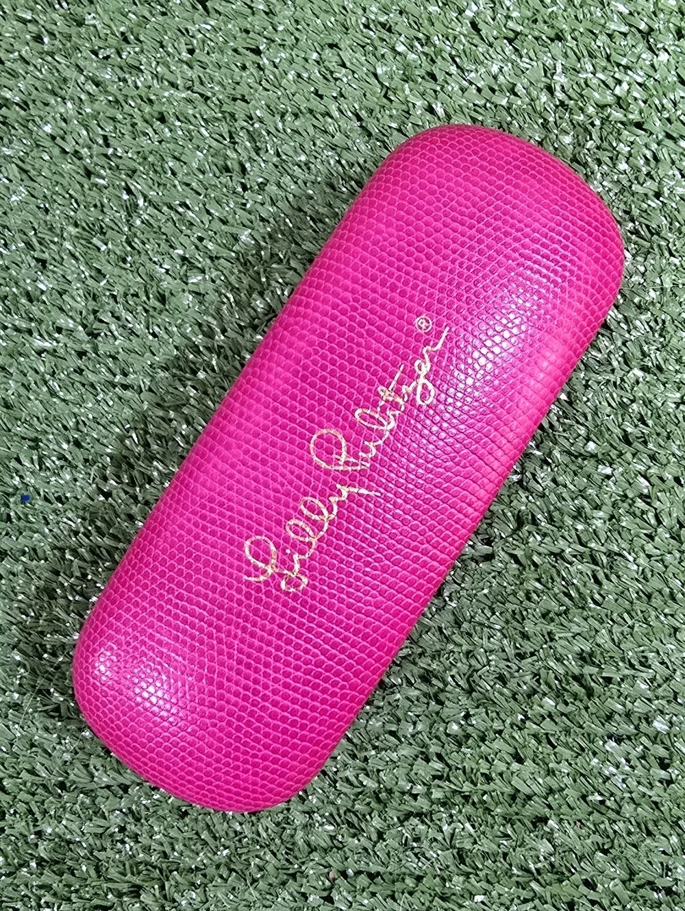 Lilly Pulitzer Hot Pink Faux Leather Snakeskin Embossed Glasses Hardcase